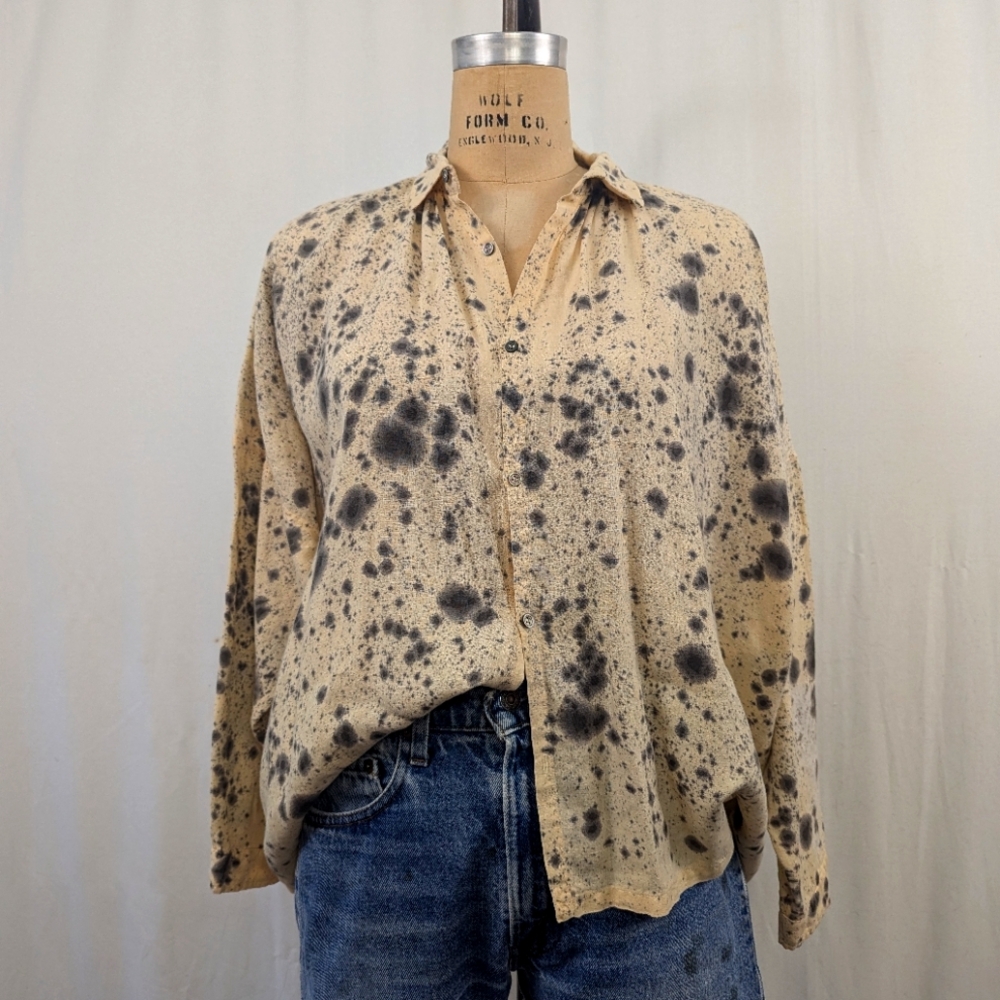 ICHI Antiquite's Linen Blouse Ichi Antiquites hand painted